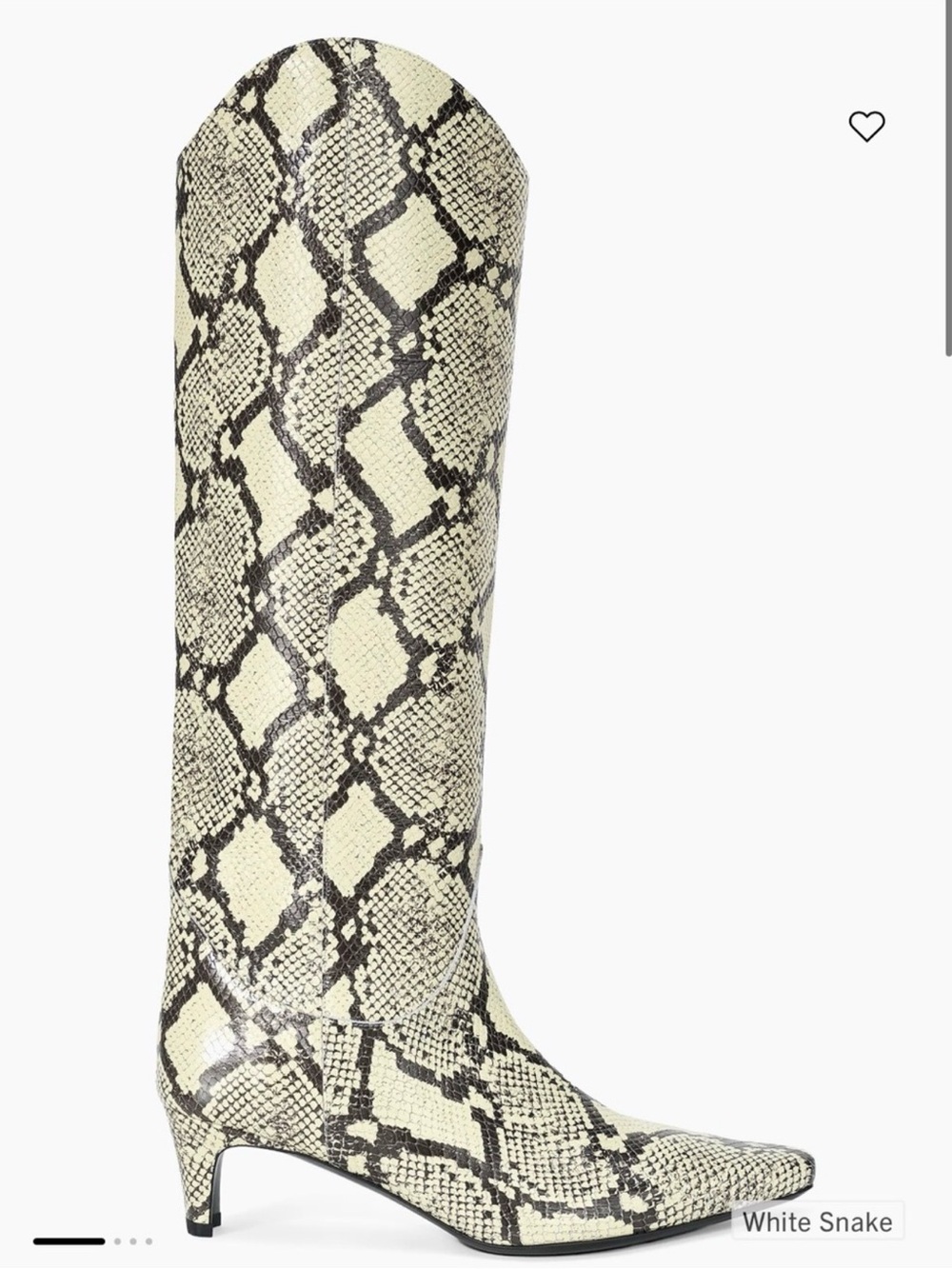 STAUD White Snake-Print Knee-High Heeled Boots